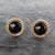 Hand crafted round 9ct gold and Whitby Jet fancy beaded edge stud earrings