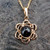 Hand crafted Whitby Jet 9ct gold floral necklace