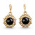 Hand crafted Whitby Jet 9ct gold frill and bead drop earrings with round cabochons