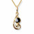 Handcrafted Whitby Jet 9ct yellow gold treble clef pendant necklace in gift box