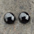 Large circular Whitby Jet clip-on earrings with 925 silver fastenings