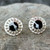 Large curved sterling silver Whitby Jet wheel style stud earrings