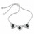 Whitby Jet Cubic zirconia three hearts sliding sterling silver bracelet