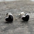 Medium 925 sterling silver Whitby Jet love heart stud earrings