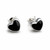 Medium 925 sterling silver Whitby Jet love heart stud earrings