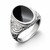 Hand crafted Gents large sterling silver Whitby Jet black oval carved shoulder signet ring 