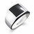 Hand crafted sterling silver Whitby Jet black square stone gents large signet ring