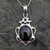 Hand crafted sterling silver Whitby Jet fancy oval pendant necklace 