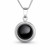 Round sterling silver necklace with hand carved Whitby Jet cabochon