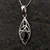 Large marquise shaped Celtic knot sterling silver pendant with round Whitby Jet stone