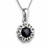 Sterling silver daisy necklace with hand cut shiny round Whitby Jet cabochon