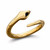 Handmade contemporary 9ct yellow gold open smooth snake ring with black Whitby Jet eyes