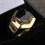 Large 9ct yellow gold and Whitby Jet ring