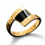 Contemporary handmade 9ct yellow gold offset oblong inlaid Whitby Jet ring