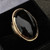 Large deep oval 9ct yellow gold Whitby Jet statement ring in gift box