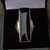 Long slim oblong Whitby Jet 9ct gold statement ring