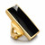 Large Elongated oblong 9ct yellow gold Whitby Jet black gemstone statement ring handmade in Whitby 