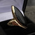 Extra Large Marquise 9ct Yellow Gold Whitby Jet Ring 606GR