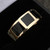 Gents Whitby Jet 9ct yellow gold square inlay wide band