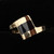 Mens modern Whitby Jet 9ct gold offset rectangular inlay ring