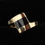 Contemporary 18ct yellow gold ring with rectangular Whitby Jet inlay