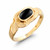 18ct yellow gold handmade ring with curved twist shoulder and elongated oval Whitby Jet black gemstone 