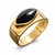 Handmade 18ct yellow gold wide band ring with marquise cut Whitby Jet black gemstone