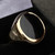 Large 18ct yellow gold oval Whitby Jet signet ring in gift box