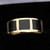 Mens 18 carat gold band with square Whitby Jet inlay in gift box