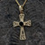 9 carat gold filigree crucifix with hand carved round black organic gemstone