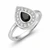 Sterling silver Whitby Jet cubic zirconia teardrop sparkling slim ring