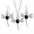 Whitby Jet sterling silver dragonfly matching necklace and earrings set