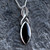 925 silver Celtic style necklace with marquise shaped shiny organic black gemstone