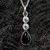 Hand crafted Whitby Jet sterling silver cubic zirconia teardrop necklace