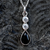 Hand crafted Whitby Jet sterling silver cubic zirconia teardrop necklace