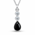 Hand crafted Whitby Jet sterling silver cubic zirconia teardrop necklace