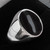 Hand crafted gents medium oval sterling silver Whitby Jet smooth signet ring
