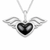 Hand crafted sterling silver Whitby Jet angel wings heart pendant necklace with gift box