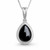 Classic 925 silver rope edge teardrop pendant with hand cut shiny Whitby Jet black gemstone