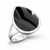925 silver pear drop ring with hand carved shiny Whitby Jet black gemstone and split shoulder 