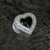 Hand crafted 925 sterling silver Whitby Jet cubic zirconia heart charm bead for bracelet