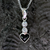 Hand crafted small sterling silver Whitby Jet cubic zirconia heart pendant necklace 