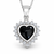 Hand crafted sterling silver Whitby Jet cubic zirconia heart pendant necklace with gift box