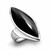 Extra large handmade platinum statement ring with curved marquise black Whitby Jet gemstone