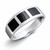 Handmade 925 silver multi stone square inlay ring with shiny Whitby Jet black gemstones