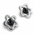 Hand crafted 925 sterling silver Whitby Jet flower stud earrings in gift box