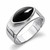 Luxury handmade platinum mens wide band ring with marquise black Whitby Jet gemstone