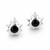 Contemporary sterling silver star stud earrings with hand carved Whitby Jet