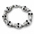 Handmade heavy sterling silver Whitby Jet skull bracelet 