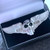Gothic winged skull silver brooch with Whitby Jet eyes